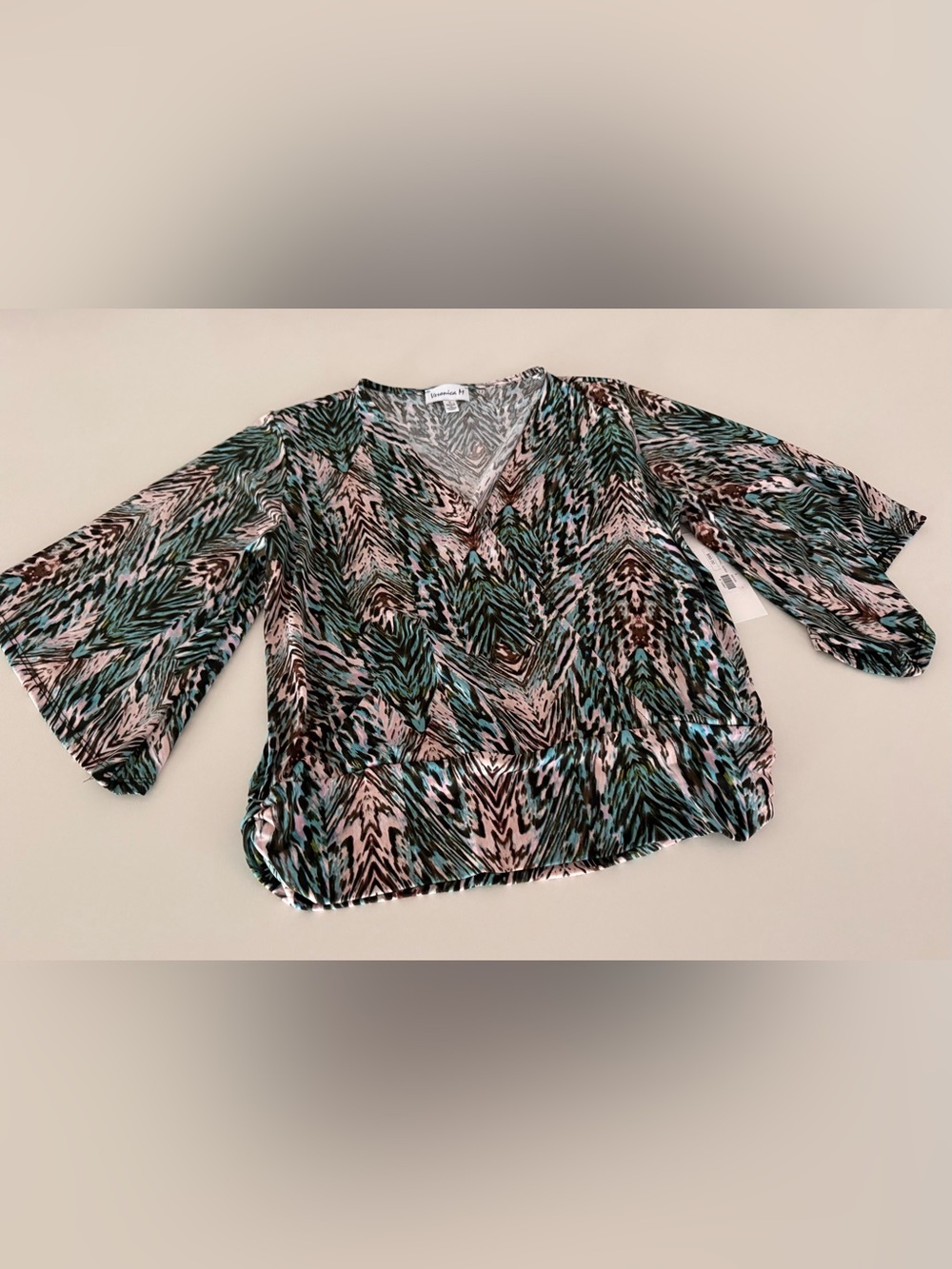 Veronica M Multicolor Banded Kimono Sleeve Blouse